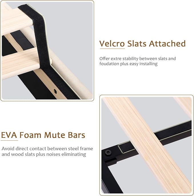 iPormis Full Size Platform Bed Frame with Button Tufted Headboard, Upholstered Bed Frame with Solid Wooden Slats, 8" Underbed Space, No Box Spring Needed, Noise Free, Easy Assembly, Beige