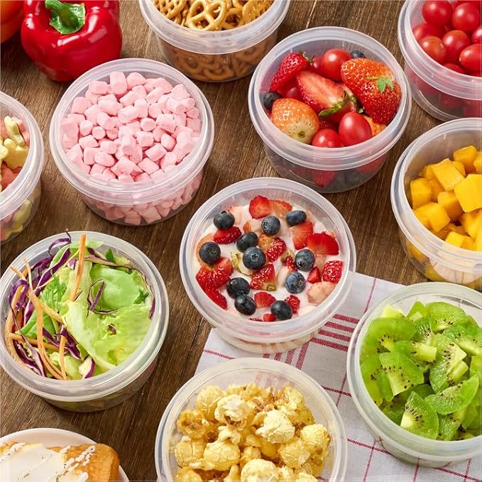16 oz Freezer Storage Containers with Twist Top Lids, 10 Pack Reusable Meal Prep Containers Plastic Stackable Leakproof Food Storage Containers for Sauce Salad Leftover Oats