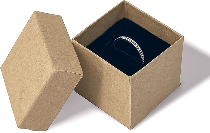 TheDisplayGuys - 24-Pack Cardboard Kraft Paper Jewelry Gift Boxes w. Velvet Padding - Ring - Kraft Brown - Square (1.5" x 1.5" x 1.5")