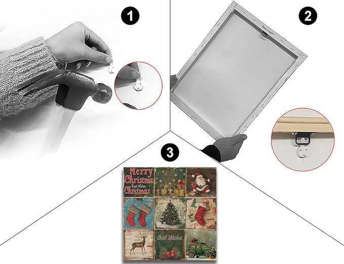 Christmas Decoration Santa Claus Canvas Wall Art Pictures Rustic Vintage Christmas Prints Posters Xmas Tree Wall Decor Aesthetic Merry Christmas Sign for Home Living Room Bedroom Bathroom Holiday Decoration Gifts 12x12inch