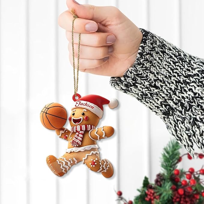 Custom Basketball Christmas Ornaments 2025, Custom Name Basketball Acrylic Christmas Tree Decorations, 2D Flat Baller Ornaments for Tree 06