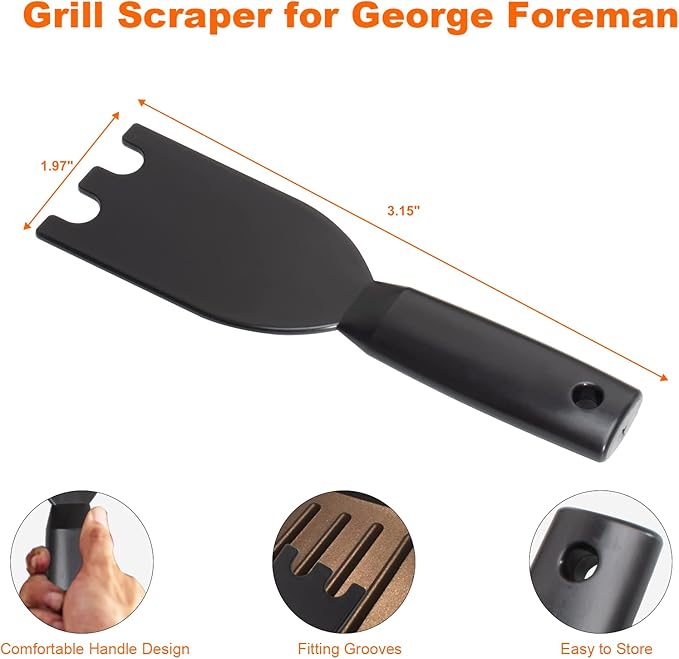 Grill Oil Grease Catcher Drip Tray Pan and Grill Spatula for George Foreman Grill,Grease Catcher and Grill Scraper Replacement Parts for George Foreman Grill Cleaner Tool