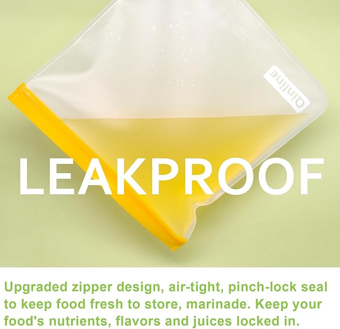 Reusable Gallon Food Storage Bags - 10 Pack Extra Thick Reusable Gallon Freezer Bags Leakproof Plastic Free Lunch Bag