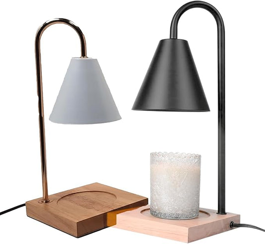 NOCTILICUA Electric Candle Warmer Lamp, Dimmer, Timer, Wooden Base with Black Stand, Black Shade, gift for Mother's Day, birthday, Christmas, Thanksgiving, Room Decor, Scented Wax Jar Candle Warmer