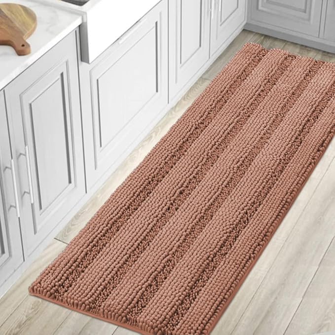 H.VERSAILTEX Bathroom Rugs Bath Mat Runner Rug Non Slip Kitchen Rug Extra Long Bath Rug Runners Oversized 59" x 20" Absorbent Washable Dry Fast Plush Area Rug for Bathroom/Bedroom - Muted Clay