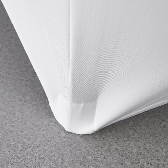 2 Pack 6FT White Spandex Tablecloth Stretch Fitted Table Cover for Rectangular Table Event, Wedding, Banquet and Parties