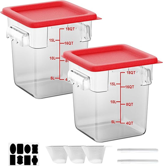 18 QT Commercial Food Storage Containers: 6 PCS [Sous Vide] [NSF Certified] Clear Sous Vide Container with Lids Scales Handles for Home Restaurant Kitchen Storage Dough Proofing New 2