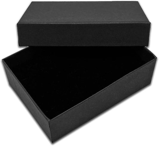 TheDisplayGuys - 24-Pack Cardboard Kraft Paper Jewelry Gift Boxes w. Velvet Padding - Necklace/Pendant - Matte Black - #32 (3.3" x 2.3" x 1.0")