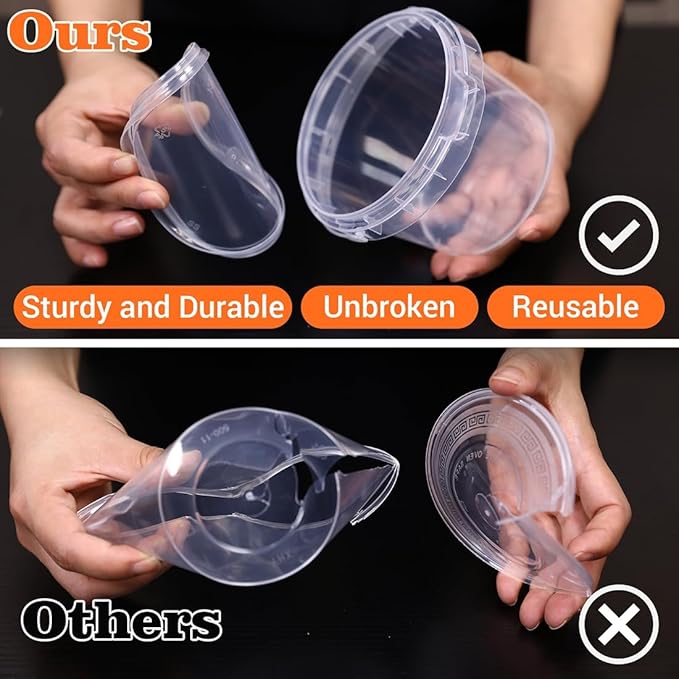 ASEVAT 25oz Food Grade Plastic Storage Containers, Airtight Food Storage Container, Reusable Microwave Safe Bowls With Lids, Freezer Safe Containers, Sauce, Soup (12Pack)