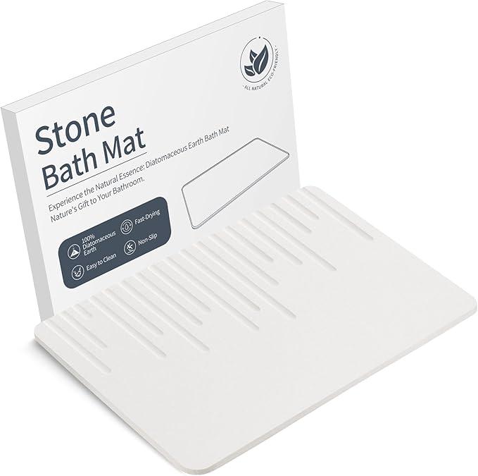 Stone Bath Mat Diatomaceous Earth Bath Mat Non-Slip Quick Drying Diatomite Stone Shower Mat Large Natural Easy to Clean