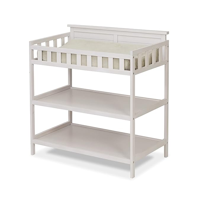Sorelle Furniture Farmhouse 3-Piece Nursery Set with 4-in-1 Convertible Crib, 4-Drawer Dresser, and Changing Table with Shelves, Baby Furniture Made of Wood, Non-Toxic Finish-Weathered White