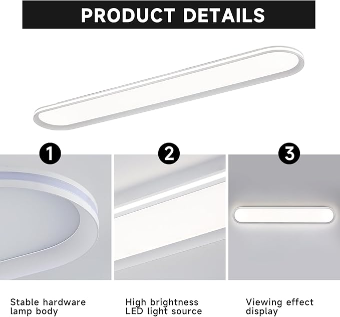 47.1 Inch Dimmable Metal LED Ceiling Light,Slim, Edge Lit - 65W Full Spectrum Linear Ceiling Lamps,3000-6500K Modern Ultra Thin Low Profile Light Fixture for Kitchen, Home & Office Hallway