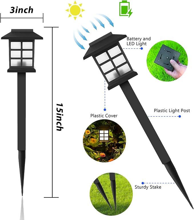 Solar Outdoor Lights,8 Pack LED Light Outdoor Waterproof, Solar Walkway Lights Maintain 8 Hours of Lighting for Your Garden, Landscape, Path, Yard, Patio, Driveway