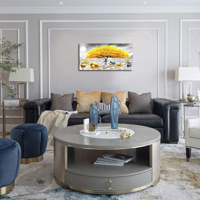 Wall decorations for living room Canvas Wall Art for bedroom Abstract wall decor Black and white Canvas Art Yellow tree paintings bathroom Home Decoration Hang Pictures Office large Wall Artworks