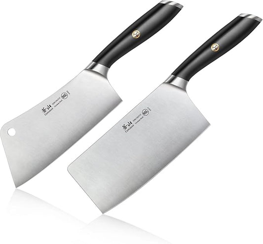 Cangshan L Series 2-Piece Cleaver Set, Forged German Steel (Black)