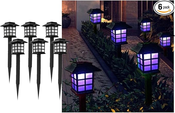 Solar Outdoor Garden Lawn Landscape Lights 6 Pack Waterproof, Outside LED Decorative Lights Landscape Lighting for Yard Patio Driveway Garden (Purple)