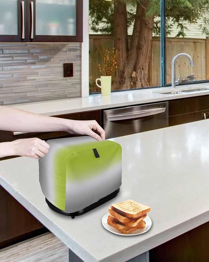 Toaster Cover 2 Slice Ombre Green Toaster Oven Cover with Pockets Green Grey Dustproof Bakeware Protector Small Kitchen Appliance Dust Covers and Fingerprint Protection for Women