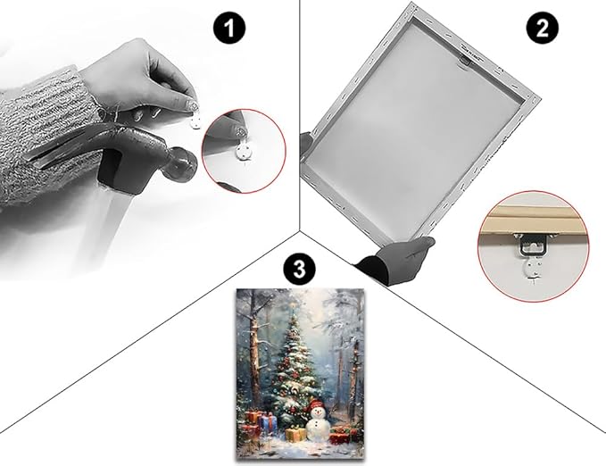 Christmas Wall Art Winter Pine Tree Canvas Pictures Wall Decor Snowman Romantic Christmas Snowman Poster Xmas Tree Prints Painting for Holiday Gifts, for Living Room Bedroom Bathroom Decortions 16x20inch