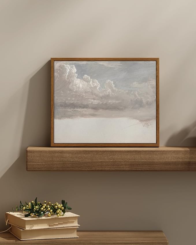 InSimSea Framed Canvas Wall Art Vintage Decor, Home Decor Classical Oil Painting Cloud Study Wall Decorations for Living Room, Canvas Pictures Art for Bedroom Bathroom Gallery, 9"x11"