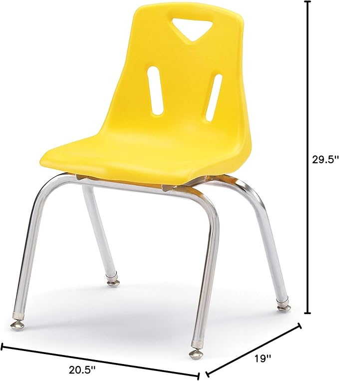 Jonti-Craft Berries 8146JC1007 Stacking Chair with Chrome-Plated Legs, 16" Height, Yellow