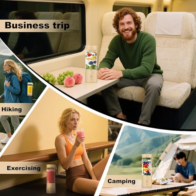 Portable Blender 500ml Personal with 6 Sharp Blades Rechargeable 5000mAh 18000-22000rpm Power for Shakes & Smoothies, BPA Free, for Kitchen, Office, Gym, Hiking (cyan)