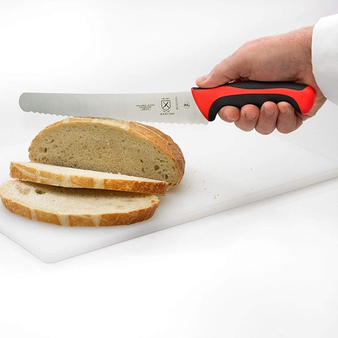 Mercer Culinary Millennia Color Handle Cutlery 10" Bread Knife (Wavy Edge Wide) Red