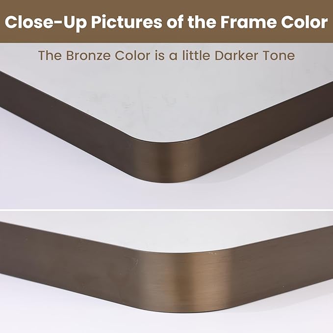 LOAAO 60”X30” Bronze Bathroom Mirrors for Vanity, Rounded Rectangle Brushed Bronze Metal Frame Mirror, Anti-Rust, Tempered Glass, Hangs Horizontally or Vertically