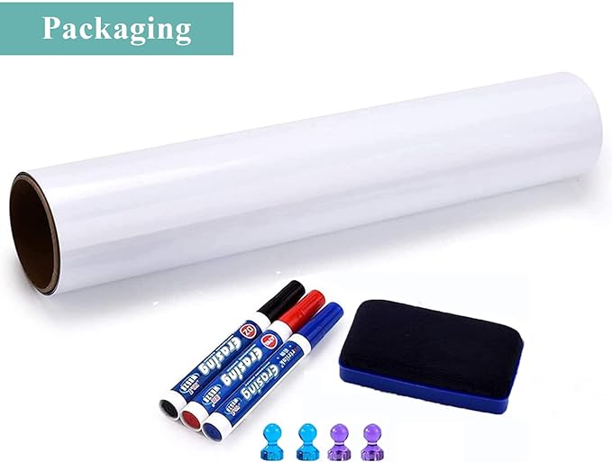 Magnetic Dry Erase Whiteboard Paper, 48" x 36" with Self Adhesive Whiteboard for Wall, Easy to Write and Clean Dry Erase Board for Kids, Office, Home, with Marker, Magnetic Eraser and Magnets