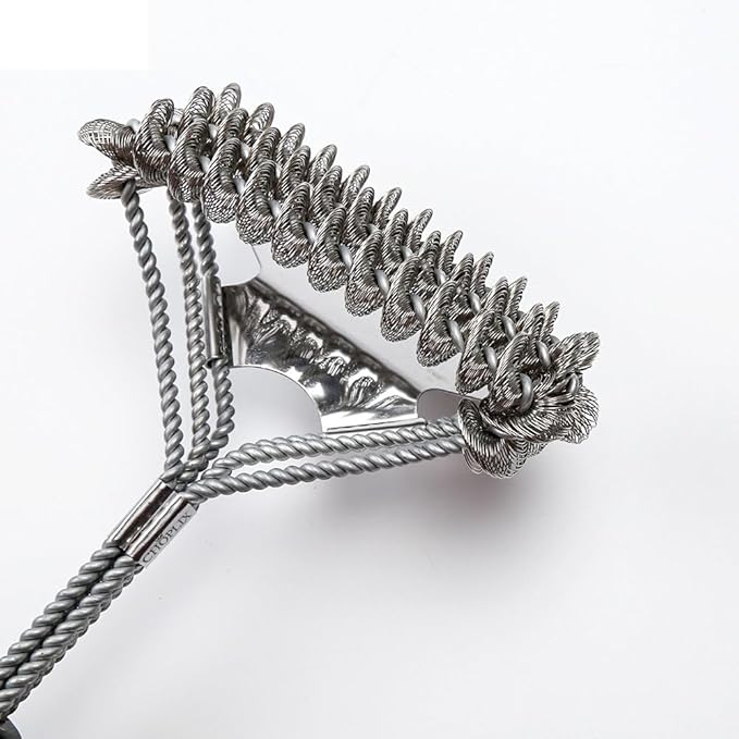 GlistenPro Bristle-Free BBQ Grill Brush with Scraper – Durable Stainless Steel Cleaning Tool for Gas & Smoker Grills – 18" Ergonomic Handle for Easy Grill - Ideal for Outdoor, Camping & BBQ Cleaning