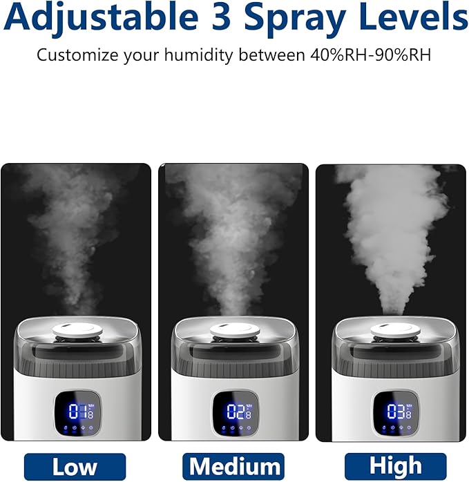 Large Humidifier for Bedroom, 9L/2.5Gal Ultrasonic Cool Mist, Easy Clean with 350ML/H Large Mist Speed, Remote control, Quiet Tower, Suitable for Kids Room Plant Yoga Study Room Office (White)