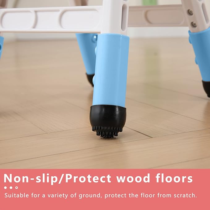 4 Piece Kids Chair Set 3 Levels Adjustable Stackable Kids Chairs Ideal for Playrooms, Schools, Daycares and Homes Washable and Easy to Clean Max Weight 220LB(Blue4-Piece Set)