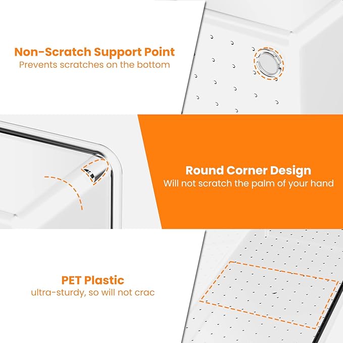 Criusia 6 Pcs Large Size Clear Drawer Organizer Set, Acrylic Non Slip Non Cracking Kitchen Drawer Storage Tray Divider, Multifunctional Storage for Cosmetics, Bathroom, Tools, Kitchen and Office