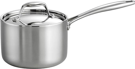 Tramontina Signature Tri-Ply Clad Stainless Steel 2-Quart Sauce Pan with Lid, Induction-Ready, Dishwasher-Safe, NSF-Certified, Made in Brazil