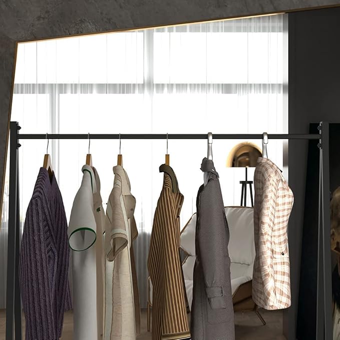 DR.IRON Black Metal Clothing Rack, Industrial Clothes Rack with Top Rod Heavy Duty Clothing Rack for Hanging Clothes for Home Bedroom,Clothing Store, Laundry Room