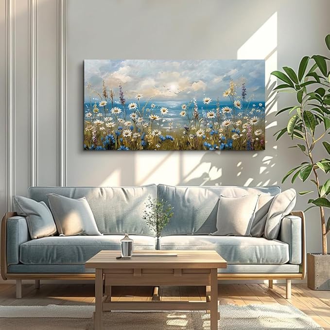 Canvas Wall Art for Living Room Wall Decor for Bedroom Office Modern Hotel Wall Decorations White Flower Landscape Paintings Farmhouse Pictures Artwork Room Aesthetic Home Decor 40x20