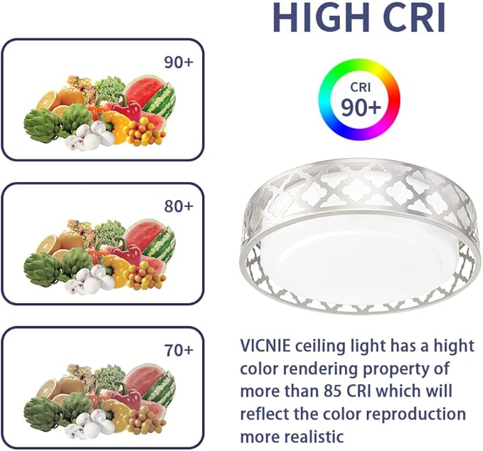 14inch LED Ceiling Light, 20W 1400 Lumens Dimmable Flush Mount Lighting Fixtures, 3000K Warm White, Brushed Nickel Finish, ETL Listed for Kitchen, Hallway, Bedroom, Laundry