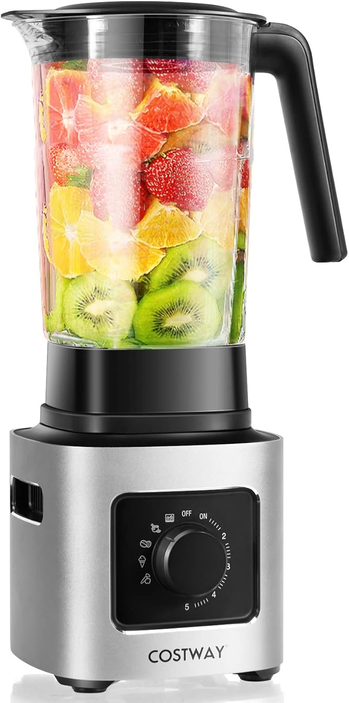 COSTWAY Countertop Blender, Powerful Blender with 68 oz Tritan Jar, Stainless Steel Blades, 5-Level Speed Control & 5 Blending Functions, 1500W Professional Blender for Milkshake & Juice