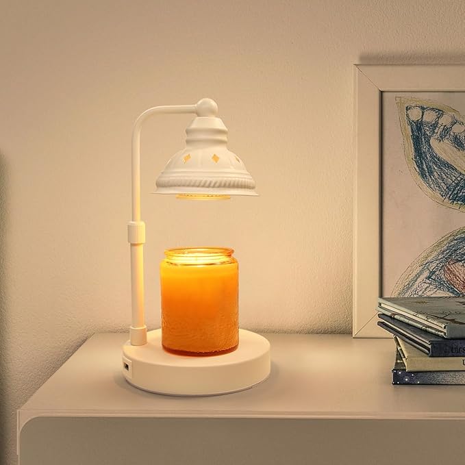 LIDORE Candle Warmer, Candle Warmer Lamp with Timer, Candle Lamp with USB Charger, Gift for Mothers Day Valentines Day Christmas New Year, Home Decor, Aromatherapy Warmer for Yoga, White