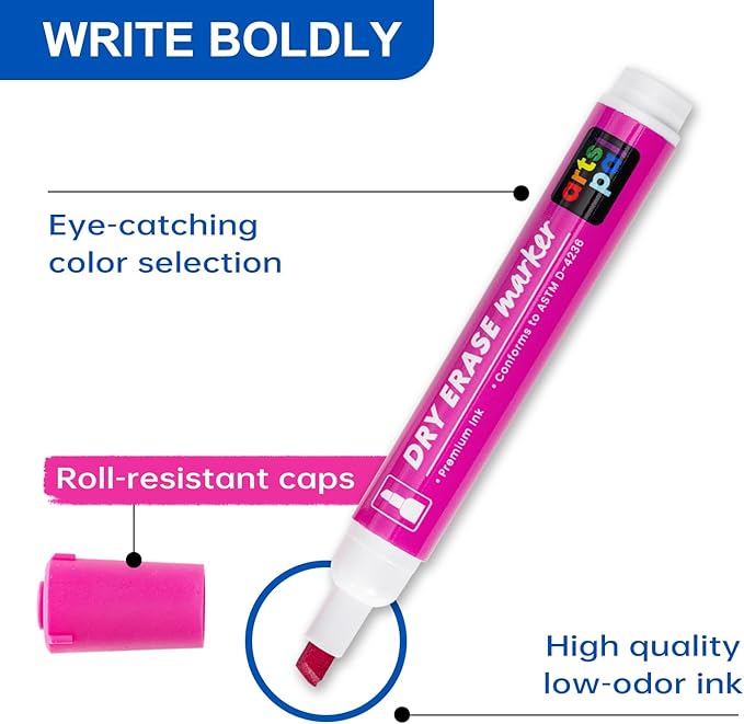 Dry Erase Markers, 48 Count 6 Vibrant Colors, Chisel Tip, Low Odor, Easy Erase, Whiteboard Markers for Classroom, Office, Home, Teachers, Kids, Creative Projects, Back to School Supplies