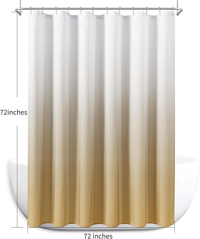 Naturoom Gold Yellow Shower Curtains for Bathroom,Ombre Cloth Fabric Shower Curtain Set with 12 Hooks Denim Blue Bathroom Decor 72 x 72