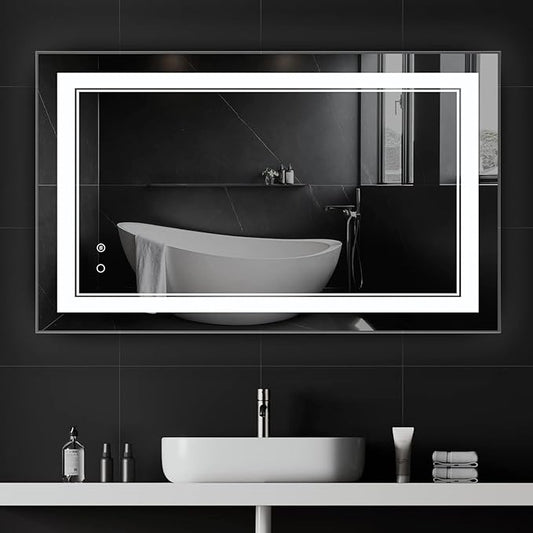 48" x 24" LED Bathroom Mirror Wall-Mounted Anti-Fog Vanity Mirror With Lights Dimmable
