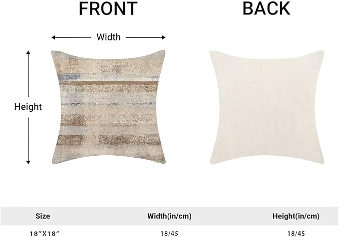 Boho Brown Grey Stripe Throw Pillow Covers 18x18 Inch Set of 2, Rustic Abstract Decorative Throw Pillow Covers Retro Stripe Linen Outdoor Cushion Cover for Sofa Couch Farmhouse Room Bed Decor