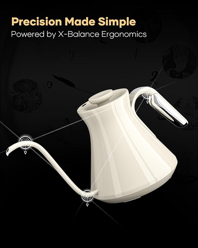 Cocinare FLOW M6 Pro Electric Gooseneck Kettle, ±0.5℉ Temperature Control for Pour-over Coffee & Tea, Stainless Steel Interior, Quick Heating for Boiling Water (Dali)