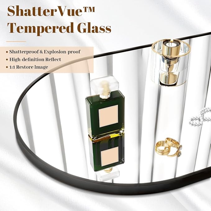 Koonmi 34"x76" Arched Full Length Mirror, Black Large Floor Mirror with Aluminum Alloy Frame Standing Hanging or Leaning Wall-Mounted Mirror, Vanity Mirror for Living Room and Bedroom