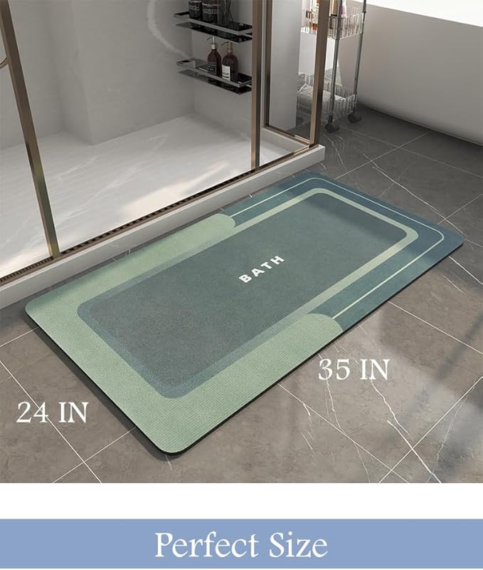 MontVoo-Bath Mat-Bathroom Mat Rug Non Slip Super Absorbent Stain Resistant Quick Dry Thin Bathroom Rug-Bath Mats for Bathroom Floor Bathtub Vanity-Bathmat Bath Rug Easy Care-24"x35" Green
