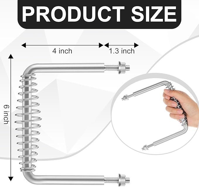 Dunzy 2 Pieces 6" Steel Spring Handle 5" Wide Overall with 1/2" Steel Rod for BBQ Pits Trailers Custom Metal Projects Wood Stove Handles Replacement Grill Barbecue Tool Sets(Silver)