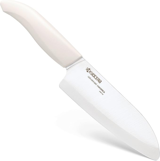 Kyocera Revolution 5-1/2-inch Santoku Ceramic Knife, White Handle, White Blade, 5.5-inch