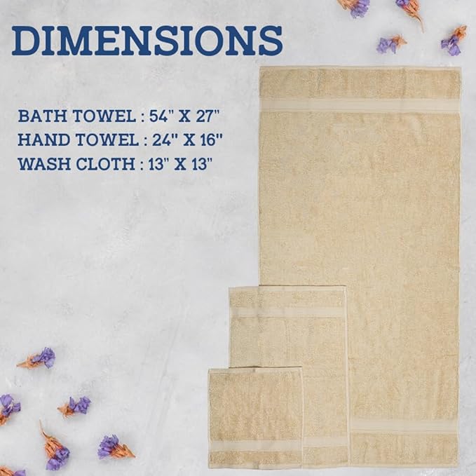 Casa Lino 100% Cotton Bath Towels Set of 4 (1 Bath Towel, 1 Hand Towel & 2 Wash Cloths) - Bathroom Towels and Washcloths Set - Complete Bathroom Set - Guest Room Essentials - (Linen Brown)
