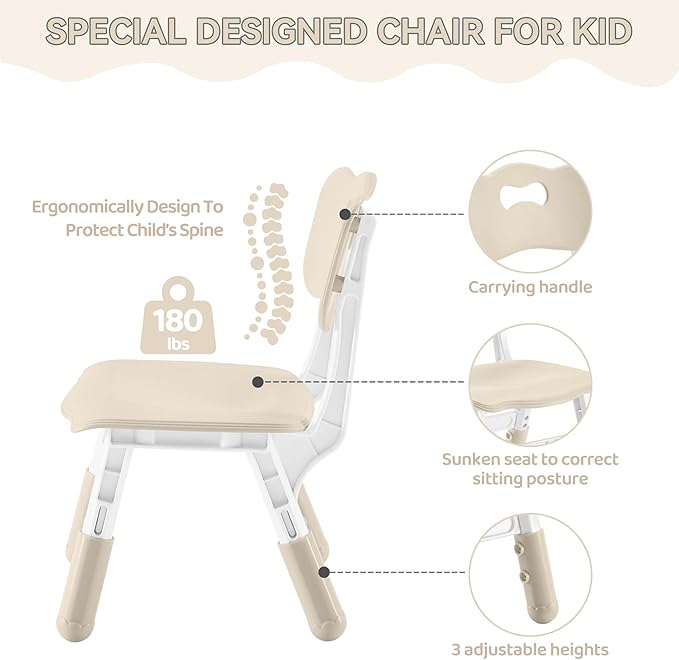 Kids Study Table and Chairs Set, Height Adjustable Toddler Table and Chair Set for Kids Ages 3-8, 31.5" L x 23.6" W Graffiti Desktop Plastic Children Art Table with 2 Seats