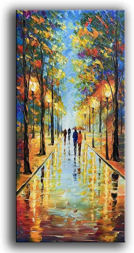 Tyed Art- Large Contemporary Wall Art Landscape Oil Painting On Canvas palette knife Textured Tree Painting hand-painted Acrylic Abstract Landscape wall art modern canvaspainting Living room bedroom hanging bedside ofa background painting 30x60inch